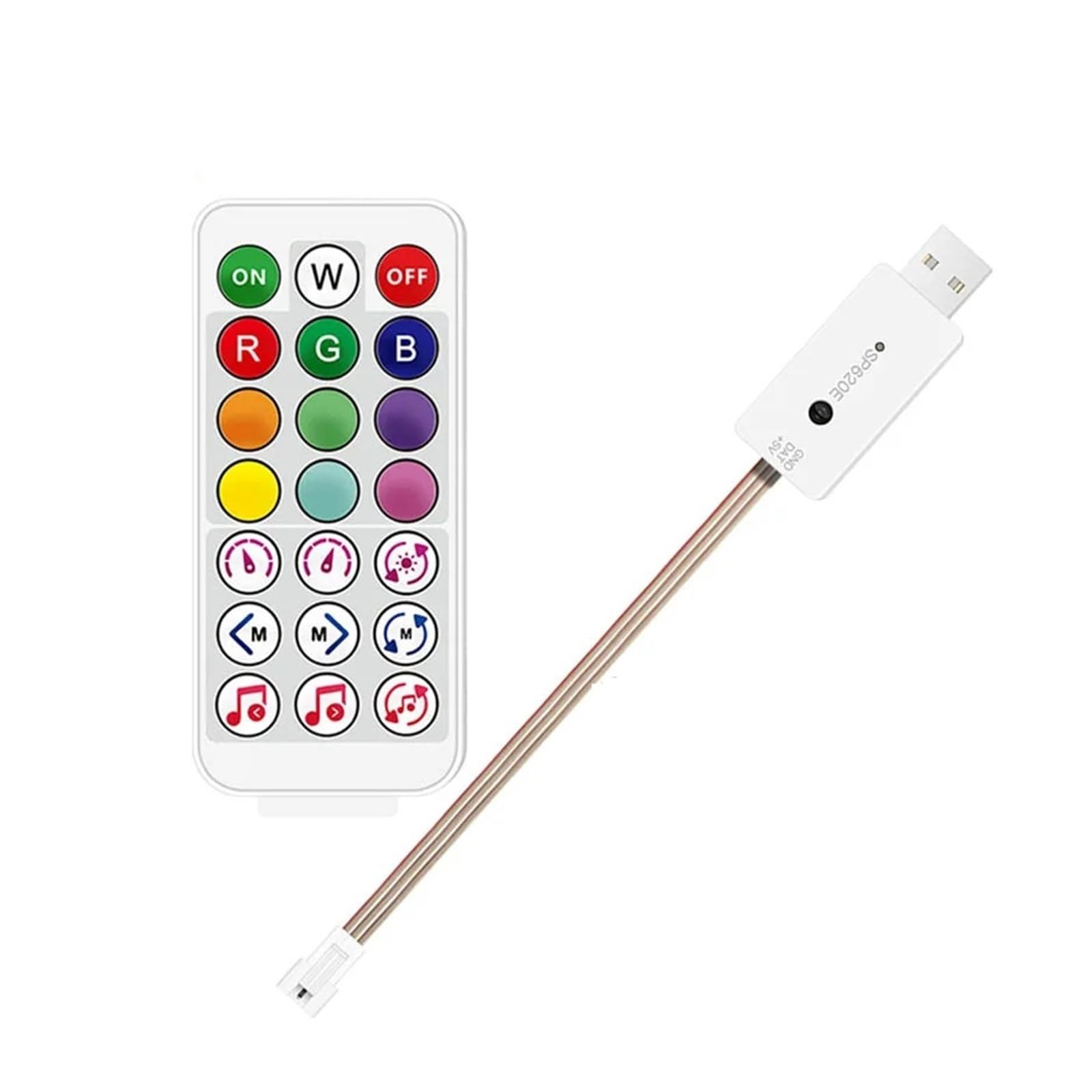 Contrôleur LED WS2812B musical mini 5V avec télécommande 21 touches