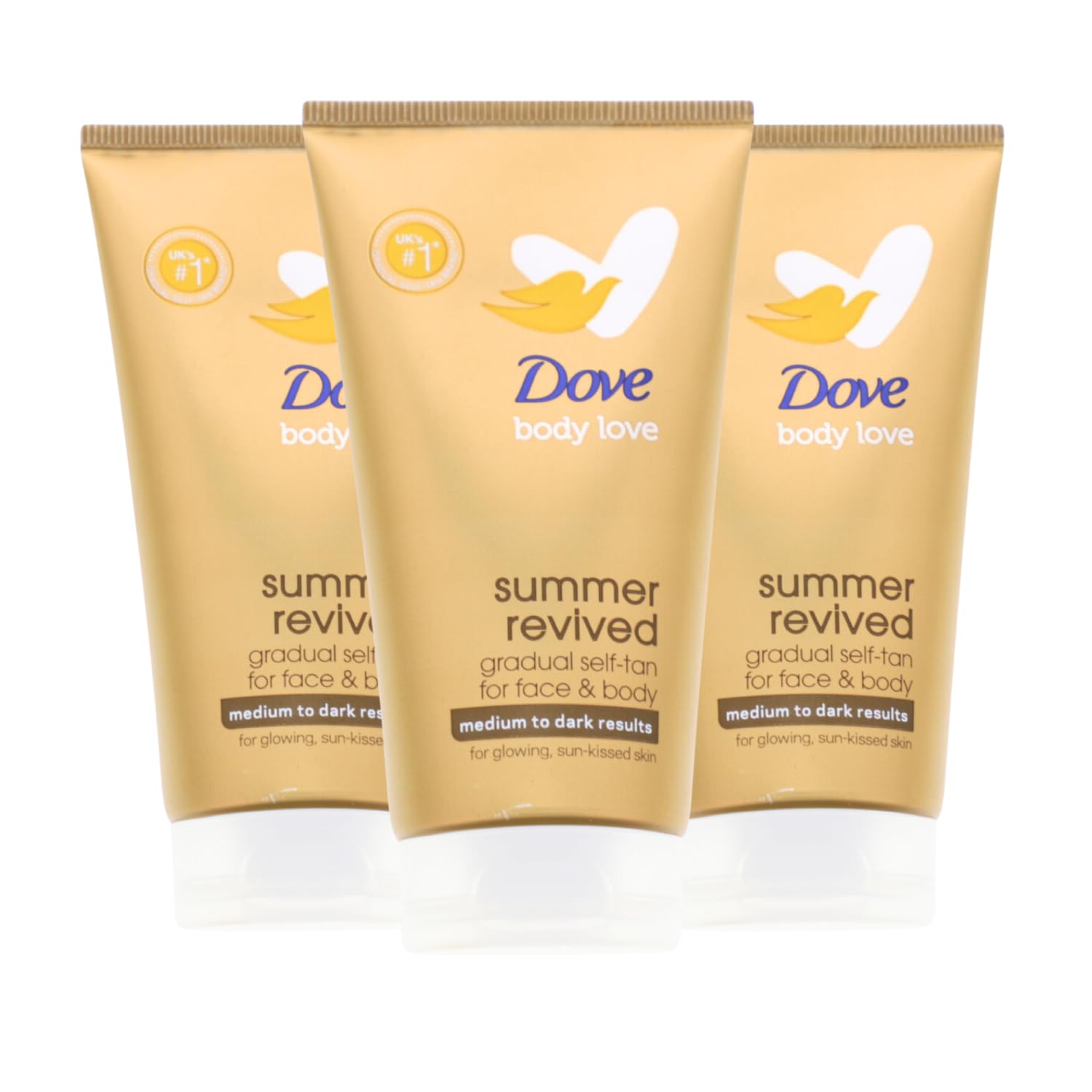 Dove Selbstbräunungslotion Gesichts- & Körpereinsatz, mittel bis dunkel, Reisegröße 2 x 75 ml