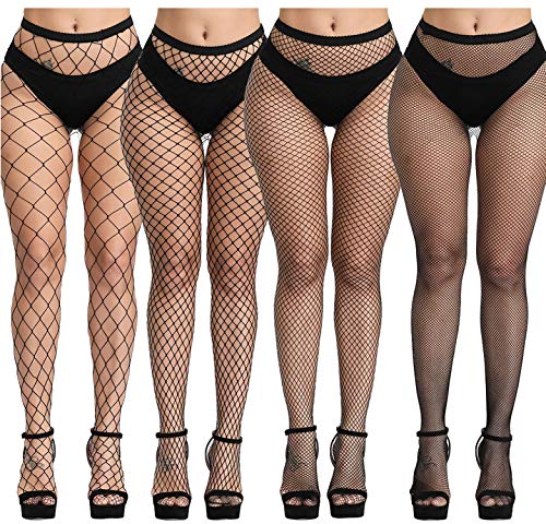 Image of Women's Floral Fishnet Stockings with Attached Garter Belt