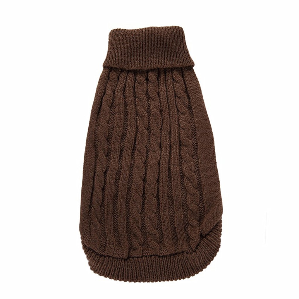 Cute Pet Puppy Cat Dog Warm Jumper Sweater Knitwear Coat Apparel Vest Clothes for Small Medium Breeds Autumn Winter(L,Dark Brown)