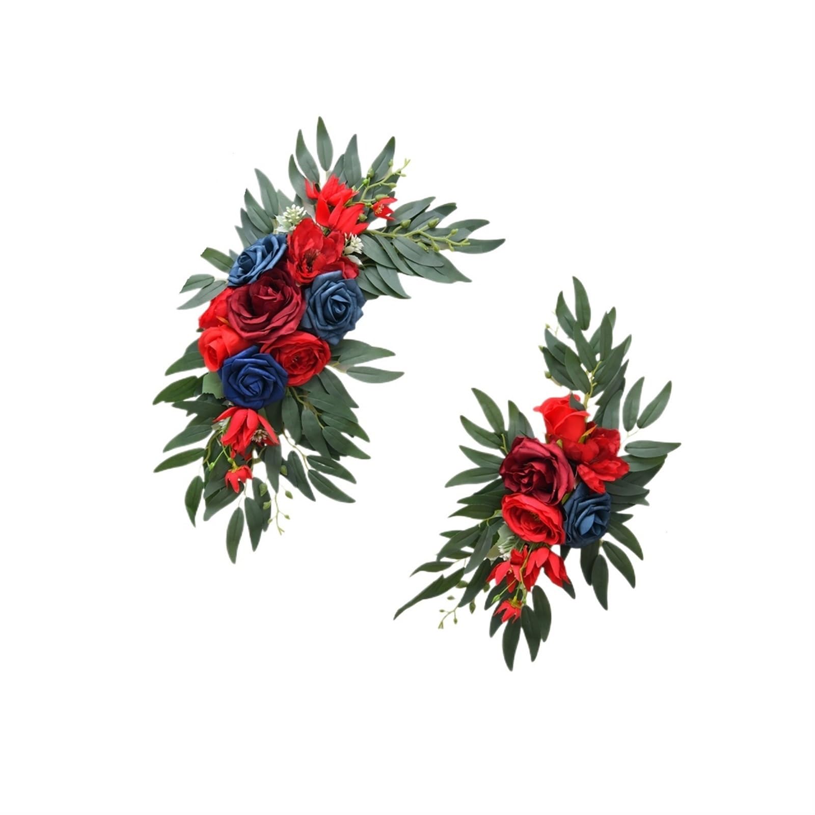EKalgretrA Flower Arch 2Pcs Artificial Wedding Arch Flowers Kit Garlands Silk Floral Welcome Sign for Ceremony Party Reception(B Red)