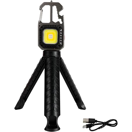 EWUHRY COB Mini Led Flashlight Keychain Light Micro Keychain Bottle Opener Portable Lantern Outdoor Mini Searchlight with Folding Bracket