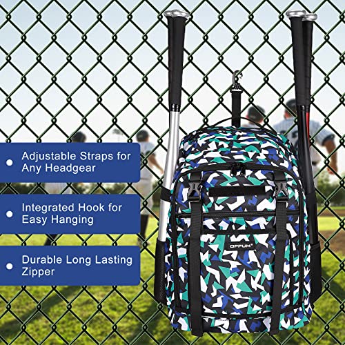 Oppum Youth Baseball Bat Bag Backpack, T-Ball & Softball Equipment & Gear For Youth And Adults, Large Capacity Holds 4 Bats, Helmet, Helmet Holder, Gloves, Cleats, Shoes Compartment. #TOP2