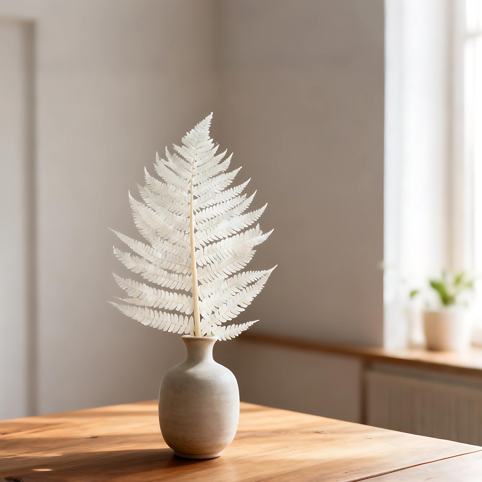 10 pièces de fougères préservées Blanches, tiges de fougère séchées 40 à 50 cm, Feuilles de fougère éternelles, matériau Floral DIY, pour boîte à Fleurs, décoration de Couronne