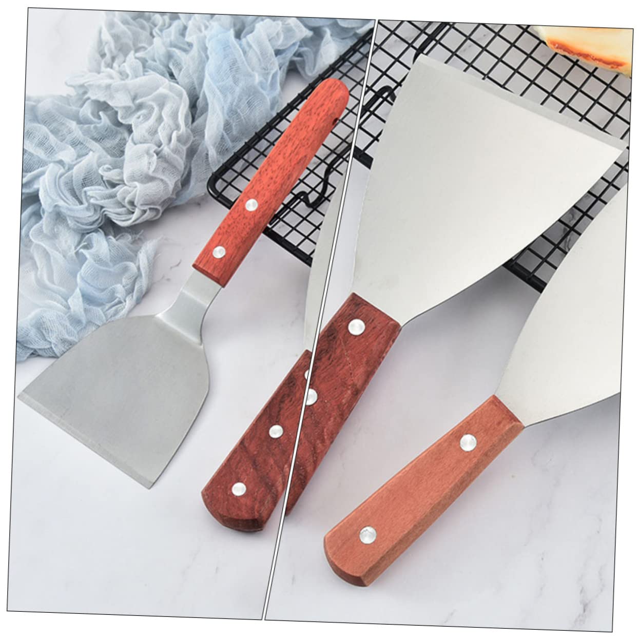 6 Piezas De Espátula De Acero Inoxidable Para Parrilla Pala Para Filetes Herramientas Para Parrilla Accesorio De Cocina Utensilio De Cocina Espátula De Acero Inoxidable Para
