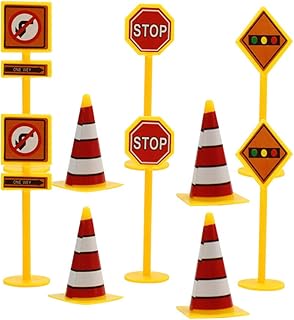 Babys Toys Traffic Signs Cake Topper Road Sign Cake Decor Construction Signs for Kids Street Signs Playset Traffic Signs Toys Party Supplies 25pcs Miniature Toys