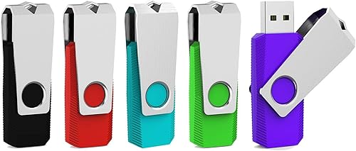 Aiibe Paquete de 5 unidades flash USB de 64 GB, memoria USB 2.0, unidad USB 2.0, unidad de salto de 64 GB, paquete múltiple de 64 GB (64G, 5 colores