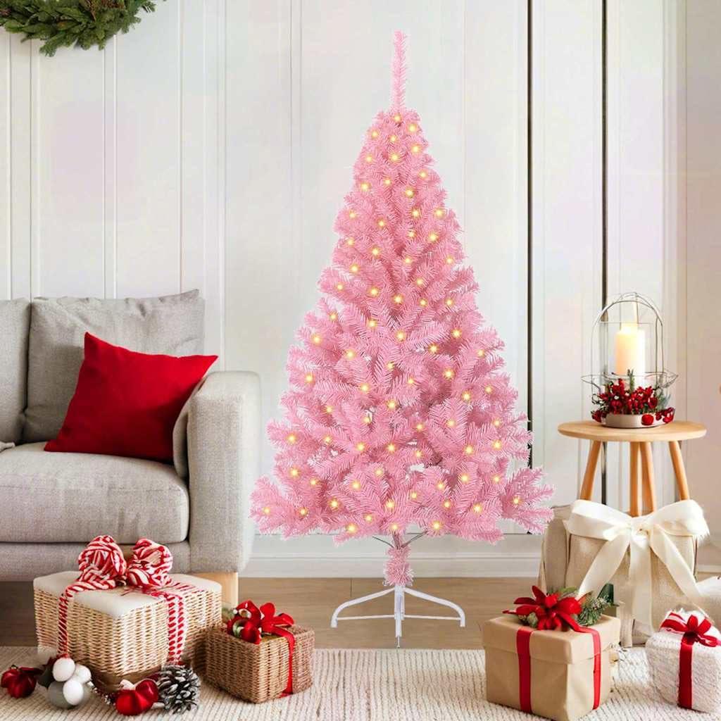 vidaXL Árbol de Navidad Artificial Preiluminado Rosa 150 cm PVC
