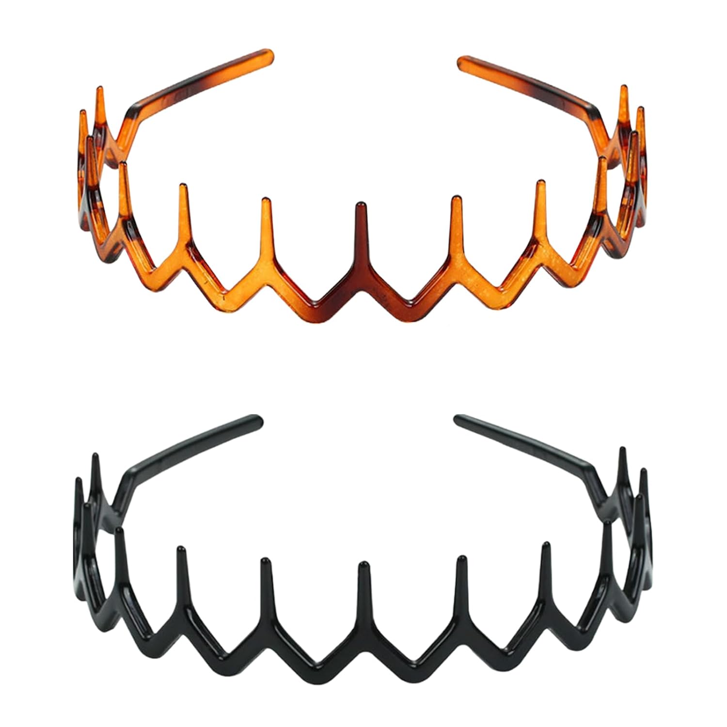 2pcs Zig-Zag Shark Tooth Plastic Hair Combs Headbands – Black & Gradient Amber for Women and Girls, Durable & Stylish Hair Accessories 2pcs Zig-Zag Shark Tooth Plastic Hair Combs Headbands – Black & Gradient Amber for Women and Girls, Durable & Stylish Hair Accessories