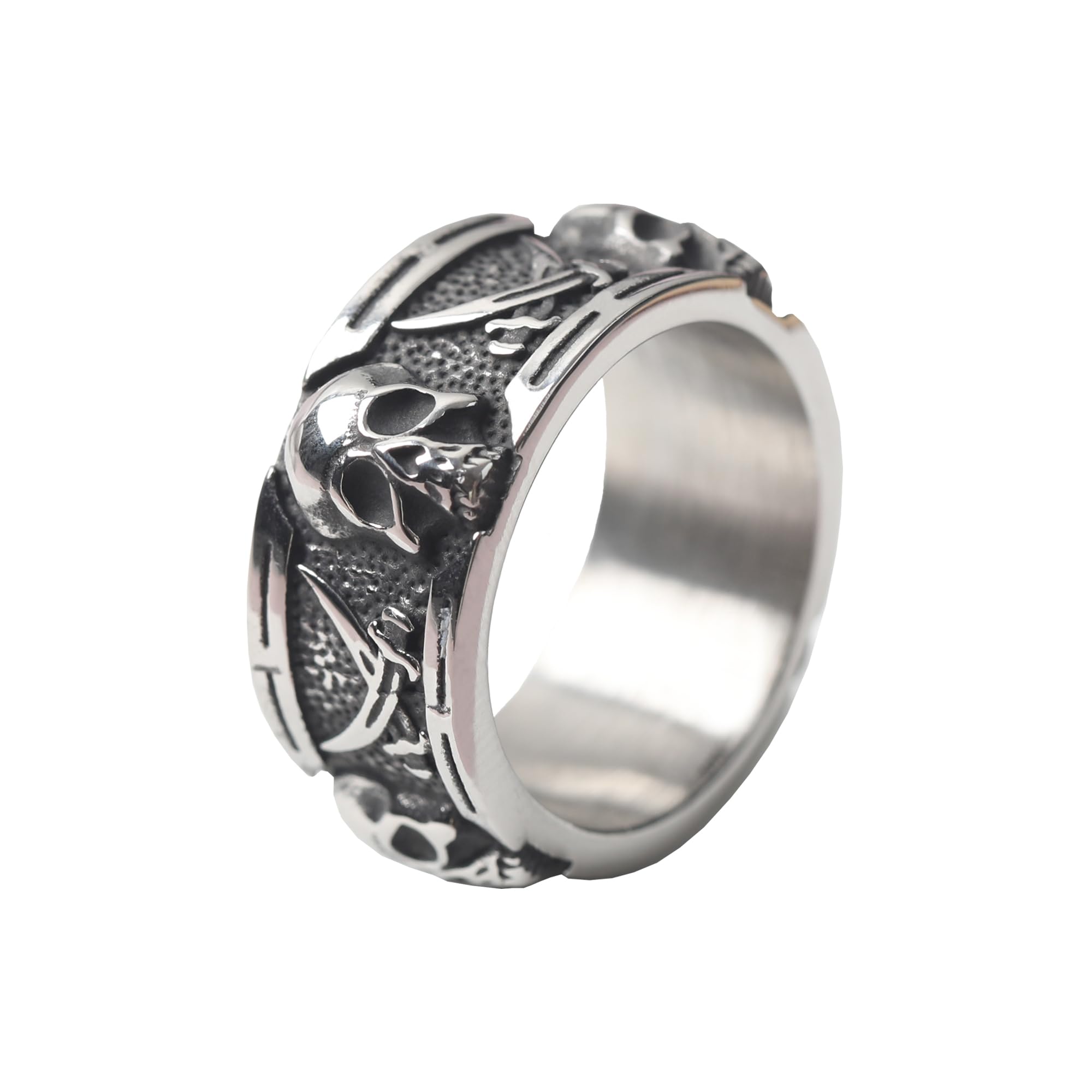 VELESAY Anillo Hombre Acero Inoxidable Anillo Gótico Calavera Anillo Punk Rock Cráneo Calavera Anillo Biker Skull Anillo Calavera Mujer Anillos Joyería