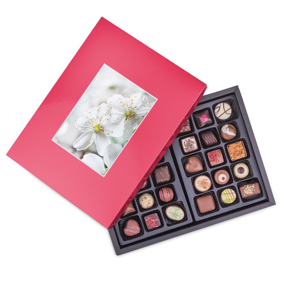 ChocoPostcard Maxi - Rot - Pralinen - 30 Pralinen in einer Foto-Schachtel | Geschenkidee | Geschenk | Schokolade | Pralinen | Frau | Mann | Geburtstag | Frauentag | Präsent | Überraschung | Souvenir
