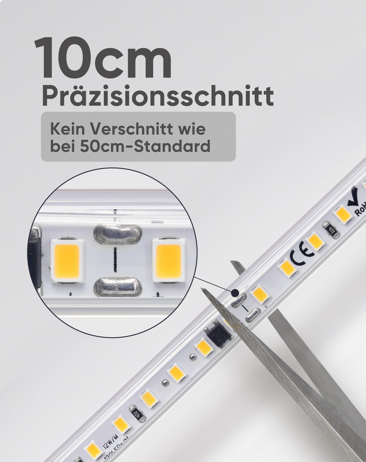 230V LED Streifen Aussen, SMD 2835 IP65 Wasserdicht, Bande LED Durchsichtig 1200LM Ohne Trafo Flexible Kürzbar für Zimmer und Außen Dekoration Beleuchtung, 4000K Neutralweiß, 10m