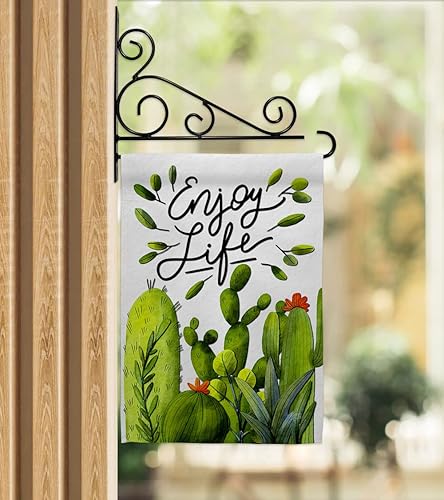 Miniatura 12 de Breeze Decor Cactus Life - Juego de bandera de jardín, soporte de pared regional del suroeste del desierto, suculentas, área particular, decoración
