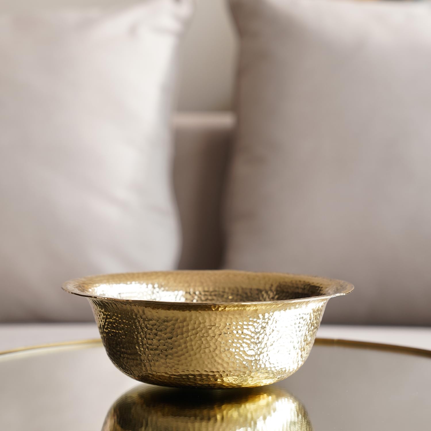 Pure Home + Living Gold Hammered Decorative Metal Bowl - Large-image-26