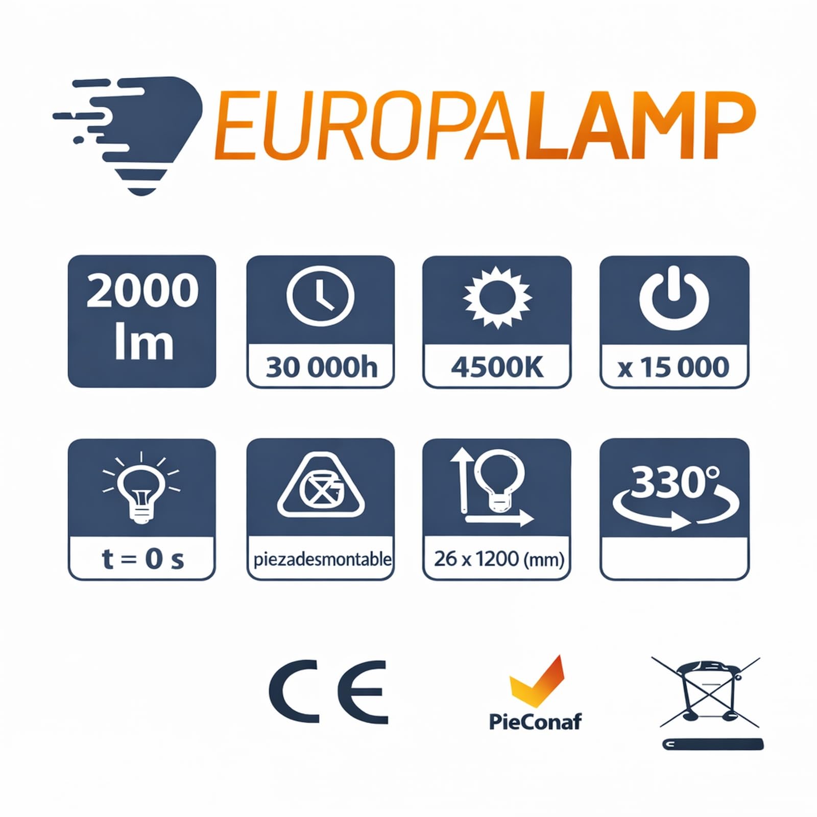 Europalamp - Tubo de neón LED 18 W, 120 cm, T8 blanco, gama Pro (4500 K, blanco neutro, 10)