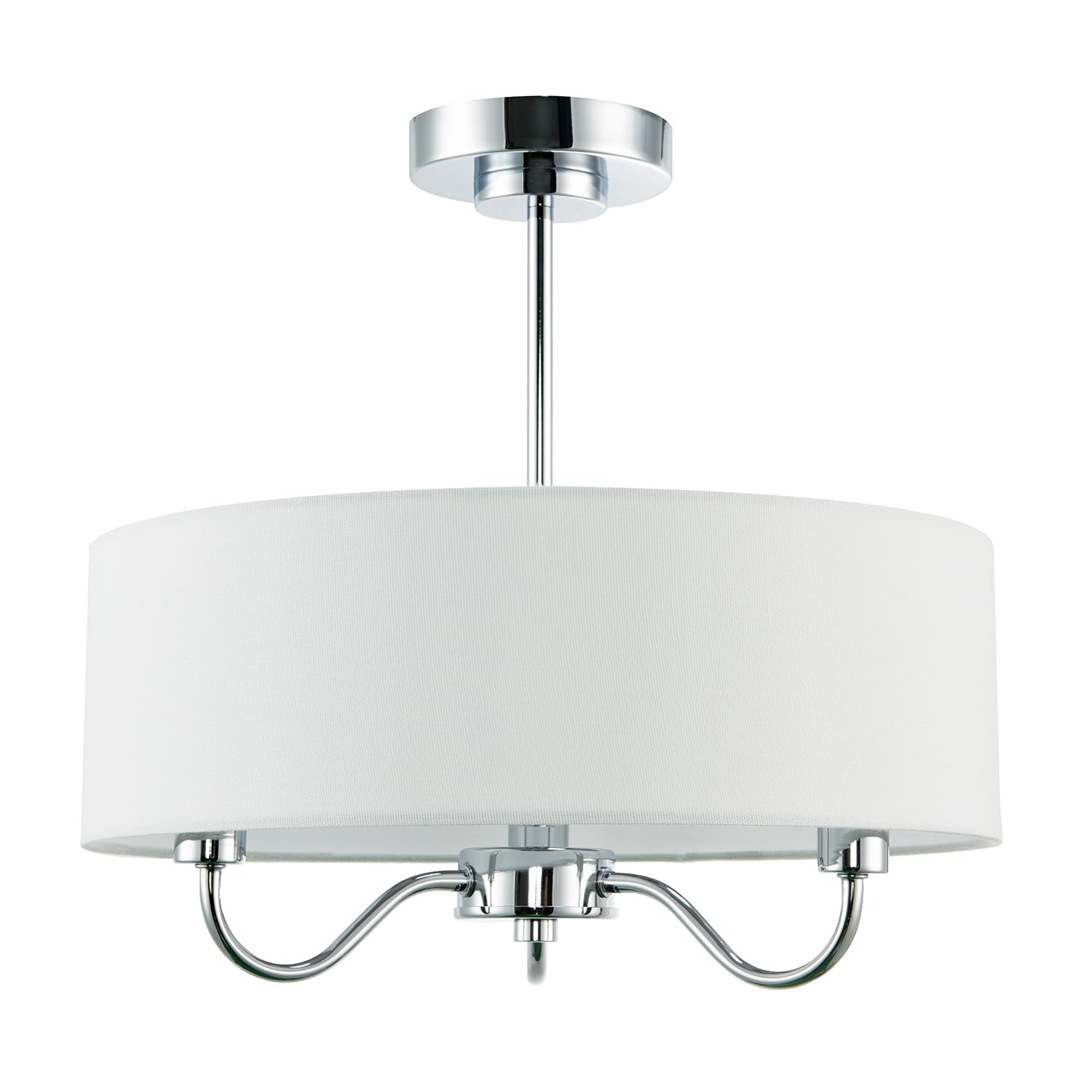 Happy Homewares Semi Flush Ceiling Light - Polished Chrome - Silver - 3 Light