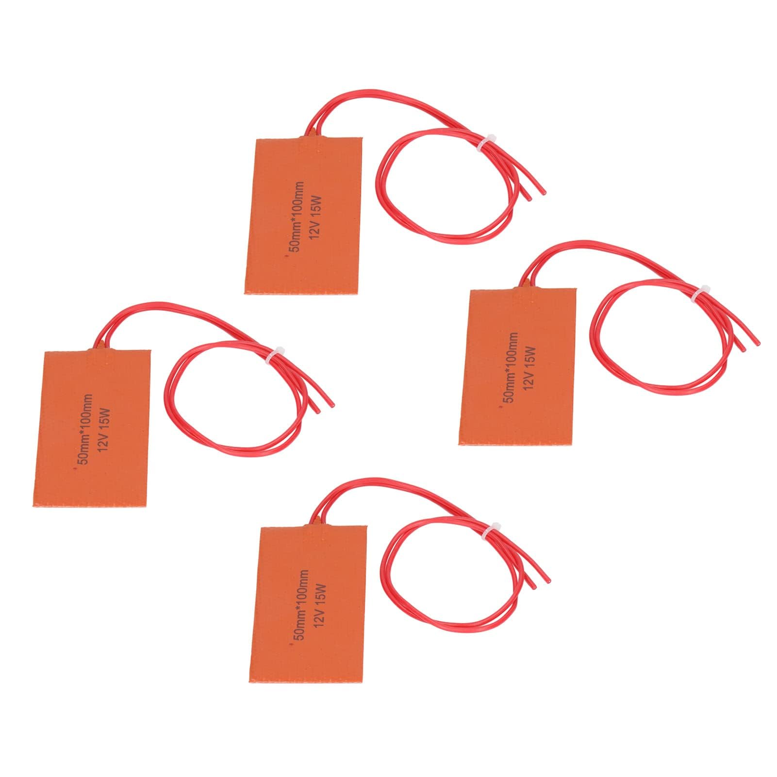 4 Uds Almohadilla Calefactora de Silicona Flexible 12V 15W, Manta Eléctrica de Goma de Silicona para Tambor de Aceite, Tuberías y Equipos Industriales, Mantenimiento de Temperatura