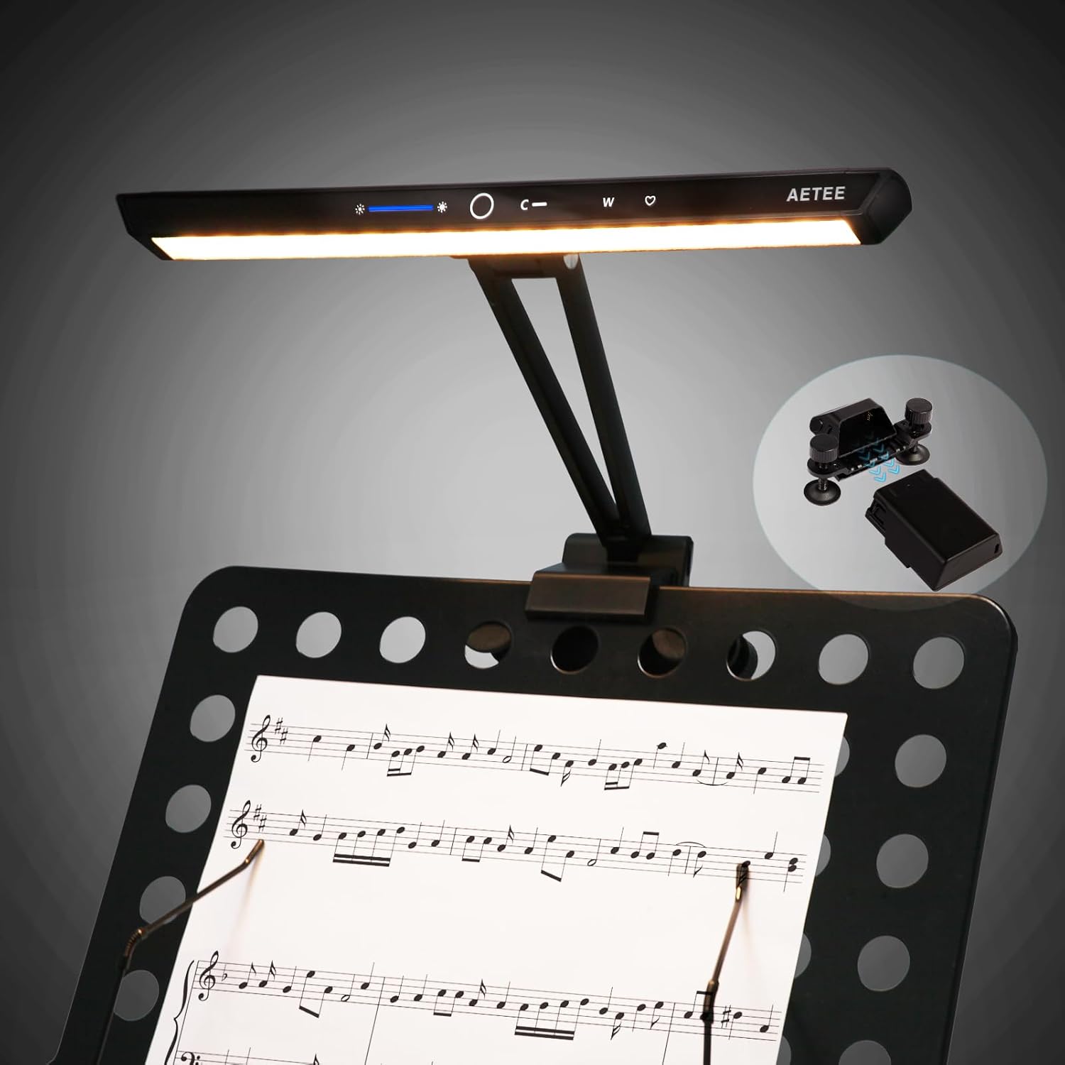 Super Bright Music Stand Lights,LED Clip On Light,Removable Battery, Rechargeble Battery Operated, Long-Lasting USB-C Eye-Care Clamp Lamp, Foldable for Sheet Music(Updated Version)