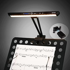 Super Bright Music Stand Lights,LED Clip On Light,Removable Battery, Rechargeble Battery Operated, Long-Lasting USB-C Eye-Care Clamp Lamp, Foldable for Sheet Music(Updated Version)
