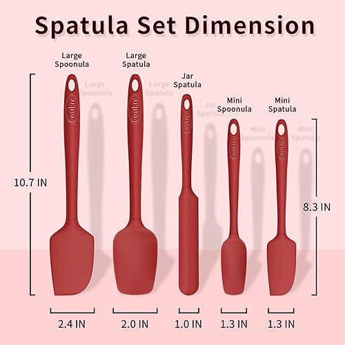 Miniatura 2 de Juego de 5 espátulas de silicona, resistentes a altas temperaturas, silicona de grado alimenticio, aptas para lavavajillas, para hornear, cocinar