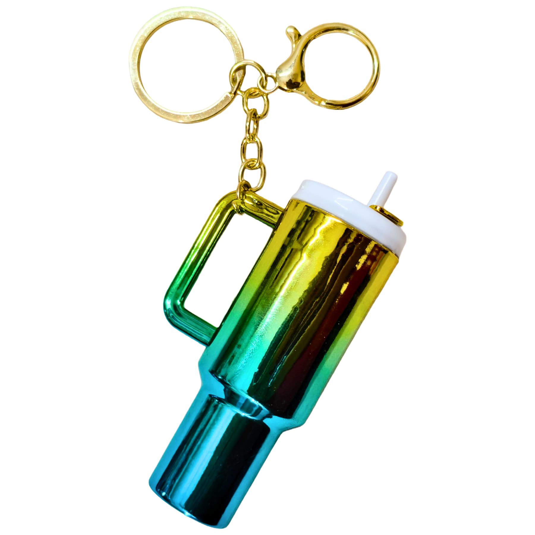 BOLSAVIRA Mini Stanley Cup Keychain With Pom Pom, Plush Fur Accent