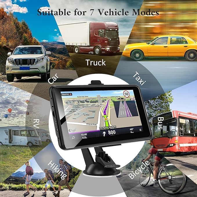 2026 PRO 7'' GPS Navigator for Car Truck RV - Lastest North South America Maps,Free Lifetime Updates,Touchscreen Navigation System, Speed & Red Light Warning, Turn-by-Turn Voice Guidance, for All Cars