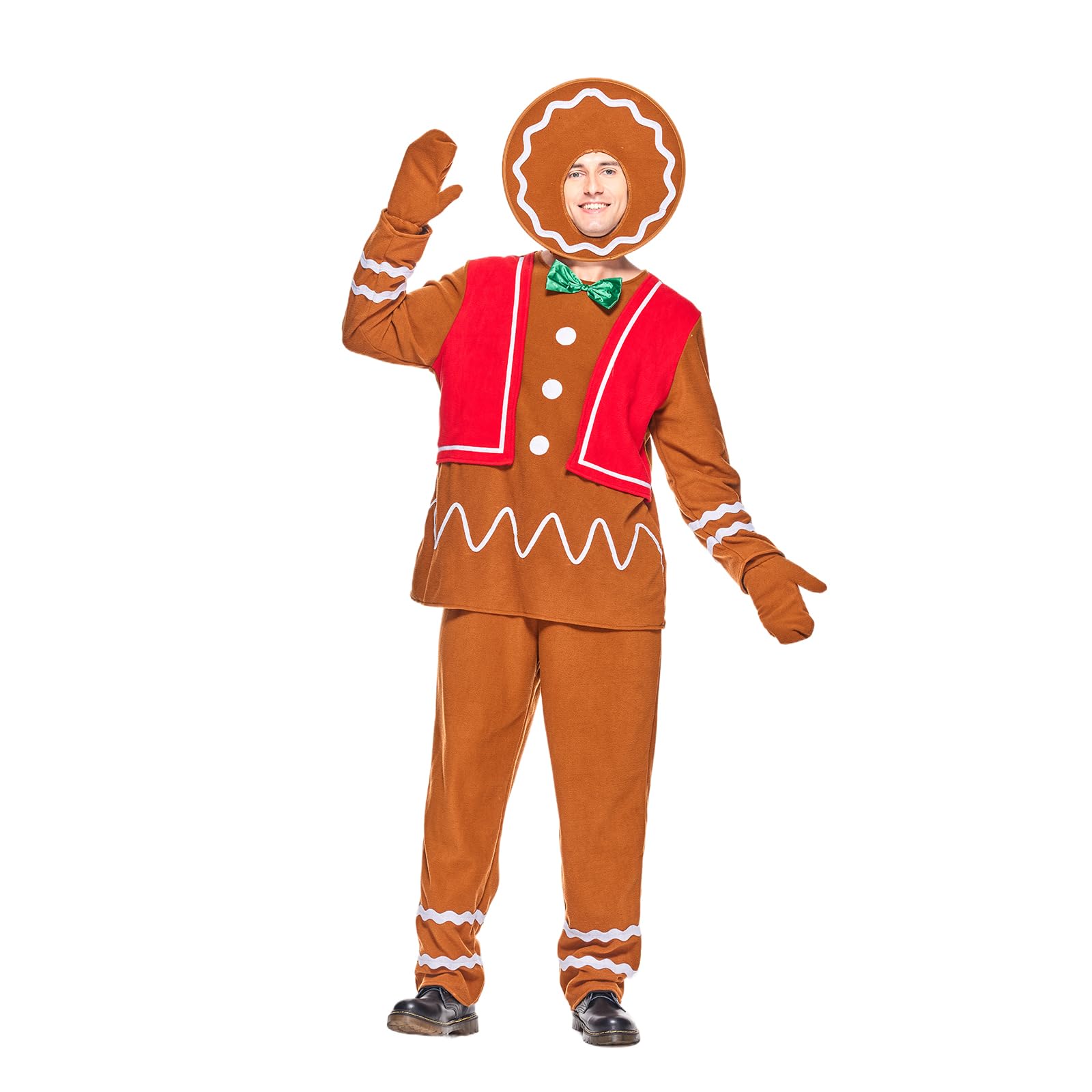 Photo 1 of EraSpooky Adult Gingerbread Man Costume Deluxe Men's Christmas Cookie Outfits
