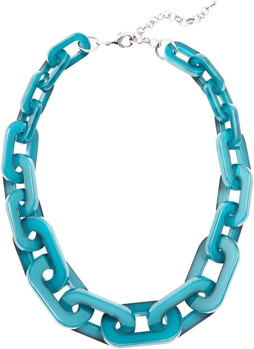 ZENZII Colorful Acrylic Resin Link Collar Necklace - Fashion Chain Jewelry for Women Gameday, Casual Wear, and Gift