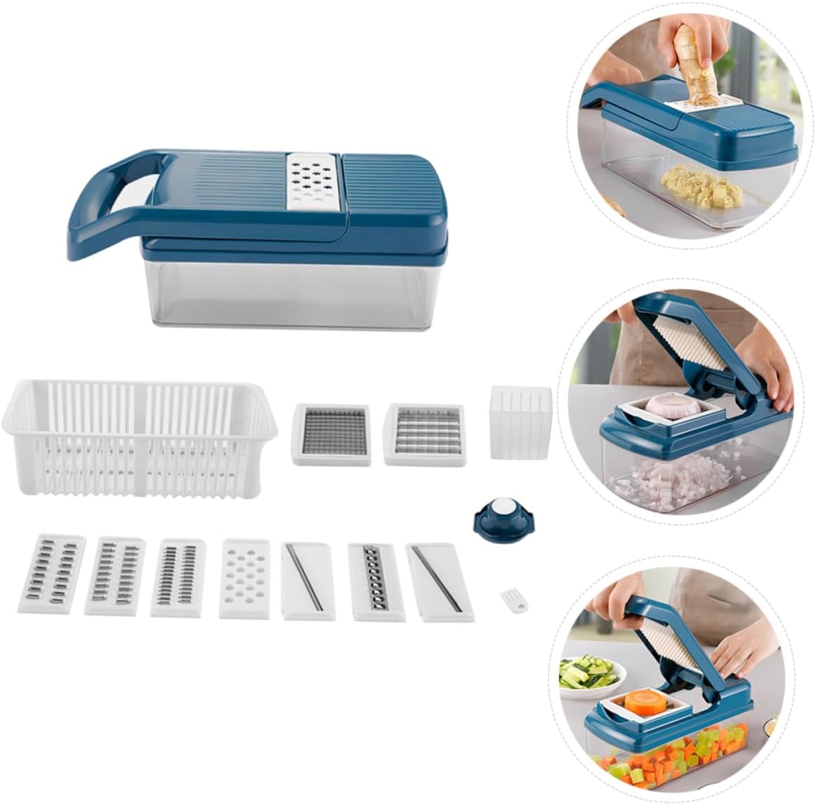 Mikinona Multifunctional Vegetable Slicer and Grater Kitchen Tool for Potatoes Onions and More Compact Design for Easy Storage for Meal Prep