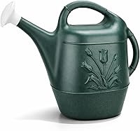 PMU 2 Gallon Watering Can with Detachable Sprinkler Head - Durable Plastic for Indoor Outdoor Plants, Made in USA, Hunter Green