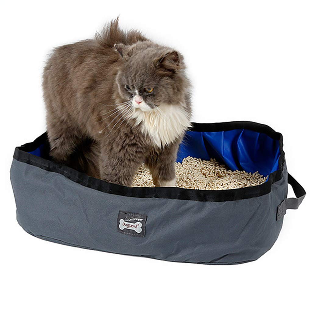 Jiayit Foldable Cat Litter Box Portable Pet Toilet Litter Pan Outdoor Cat Box For Travel High Capacity Durable (Gray)