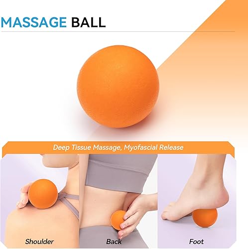 Miniatura 5 de Juego de rodillos de espuma 5 en 1, rodillo de espuma de alta densidad para masaje muscular de tejido profundo, rodillo de masaje, pelota de masaje,