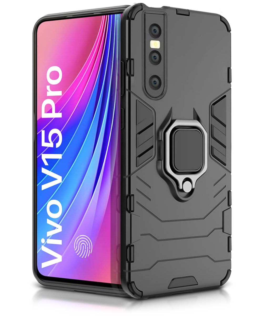 WOW IMAGINE Shock Proof Back Case Mobile Cover for Vivo V15 Pro | Back Cover Case (Tough Armor | Hybrid PC + TPU | Ring Holder & in-Built Kickstand | Black) (B0B1VMML16) Amazon Price History, Amazon Price Tracker