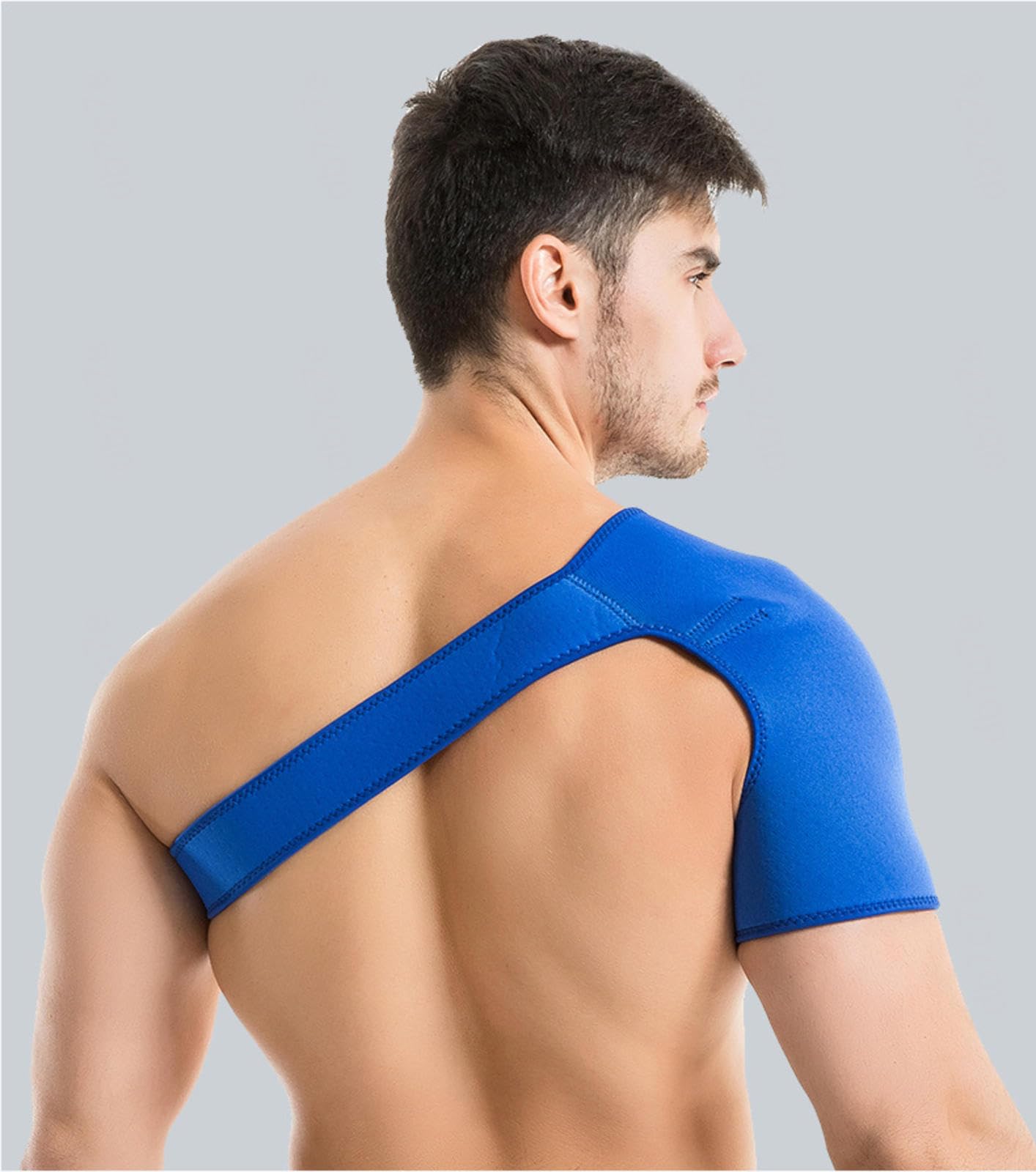 NIBHZ Tutore per Spalla di Recupero per Uomini e Donne, Tutore di Supporto per La Stabilità della Spalla, Fascia per Maniche Regolabile, Sollievo per Lesioni,Blue-Left