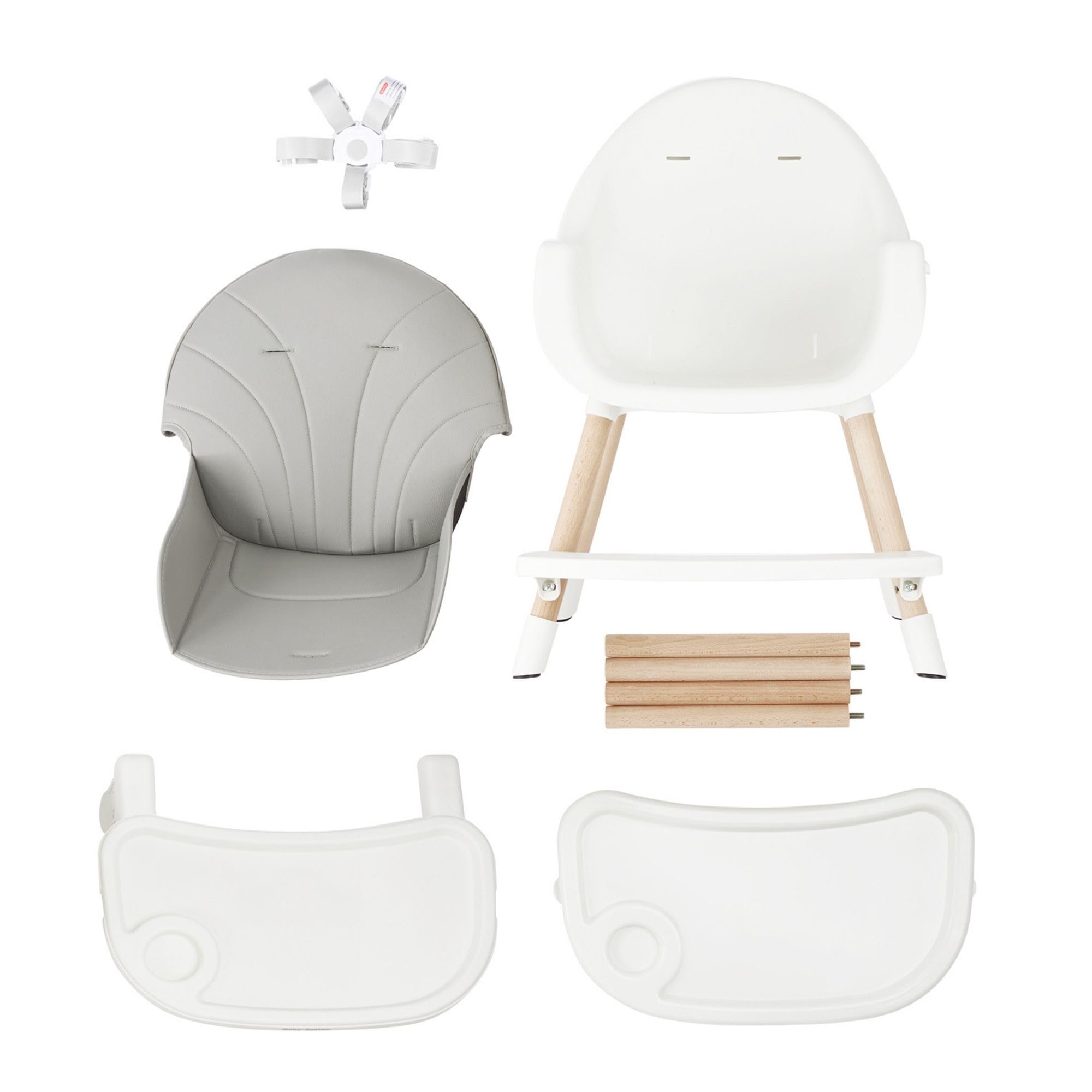 Babystoel - kinderstoel - 2-in-1 - met dienblad en zithoes - wit met