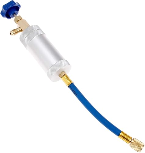 gohantee Inyector de tinte de aceite de CA R12 para R134a R22 2oz A/C Herramienta de inyección de aire acondicionado hembra 1/4 "SAE x macho 1/4" SAE