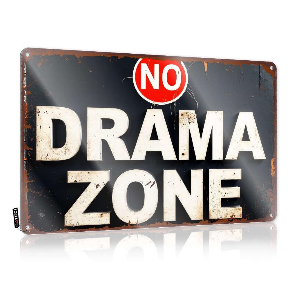 Vintage Wall Art Painting Ready To Hang - No Drama Zone Valentine's Day For Entryway(20X30CM)