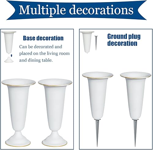 Miniatura 3 de Jarrón de metal para cementerio, jarrones con base de metal y estacas para mesa del hogar, flores de cementerio, decoraciones de tumbas