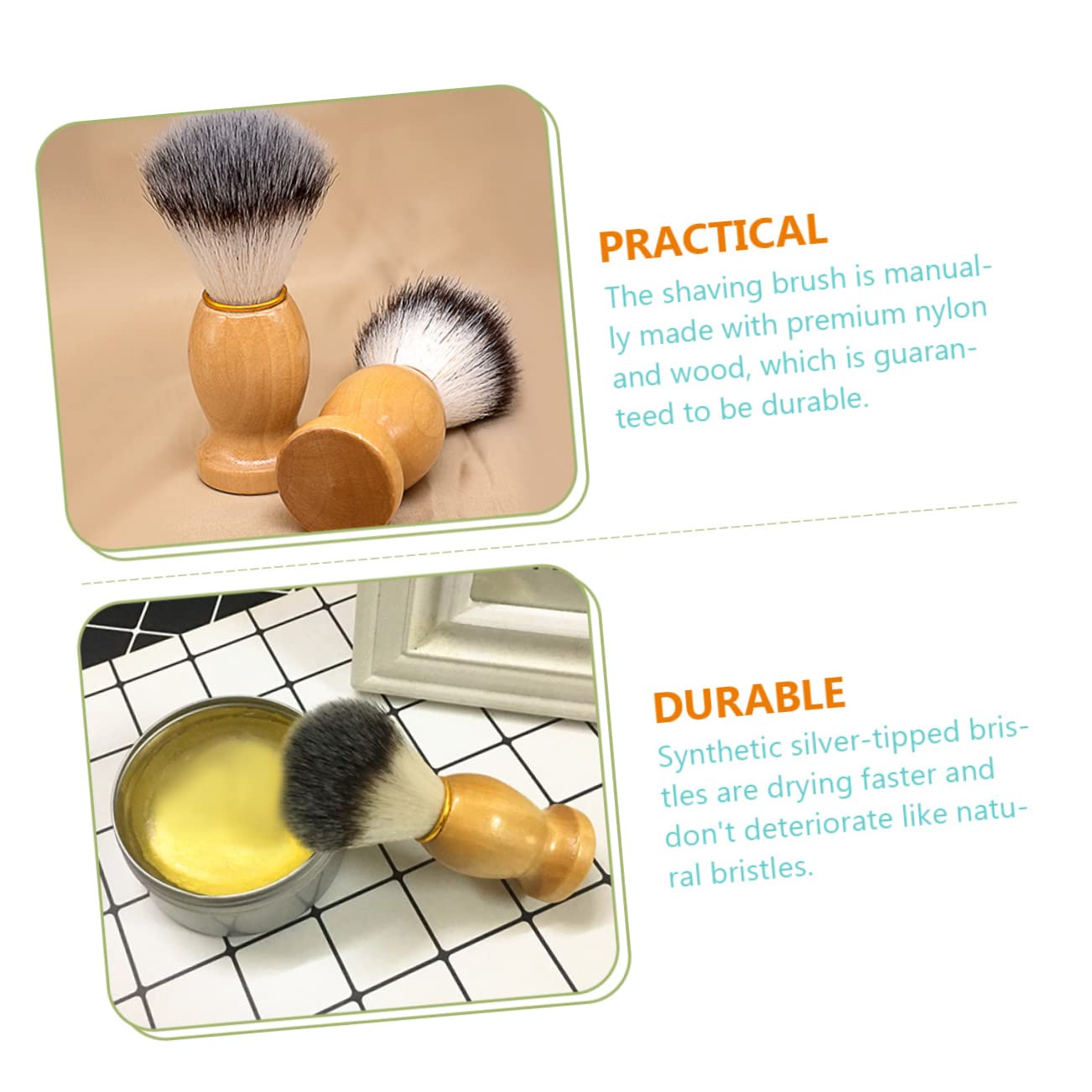 Outanaya 2Pcs Soft Bristle Shave Brush for Men Professional Vegan Shaving Brush for Creating Rich After Shave Cleaning Durable Design