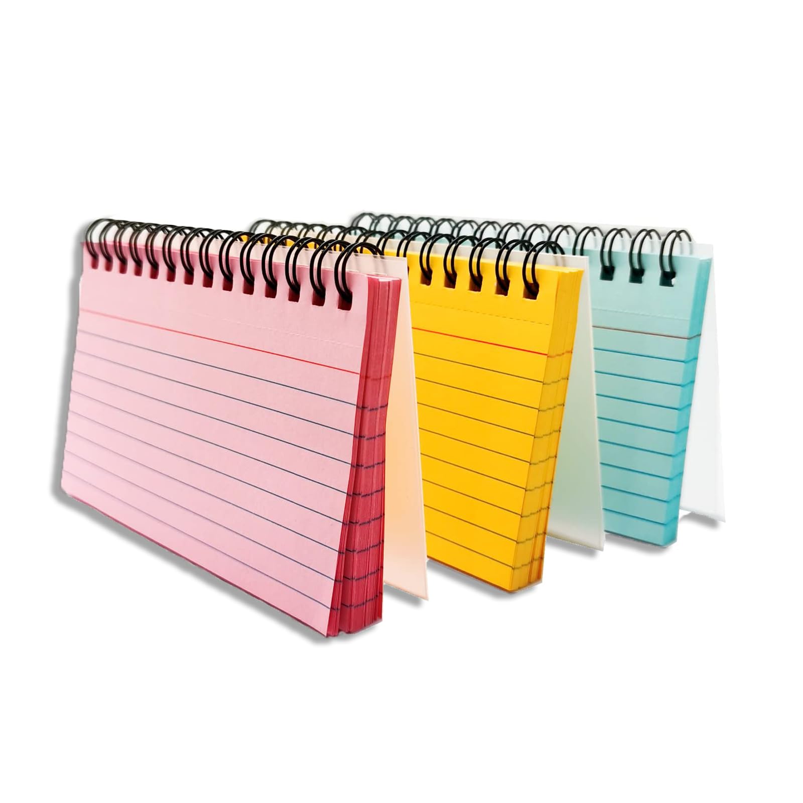 Sweet seven150 Sheets Multicolor Flash Cards - 3Pcs Spiral Revision Flashcards for Office, School, and Work - 5x3 Inches