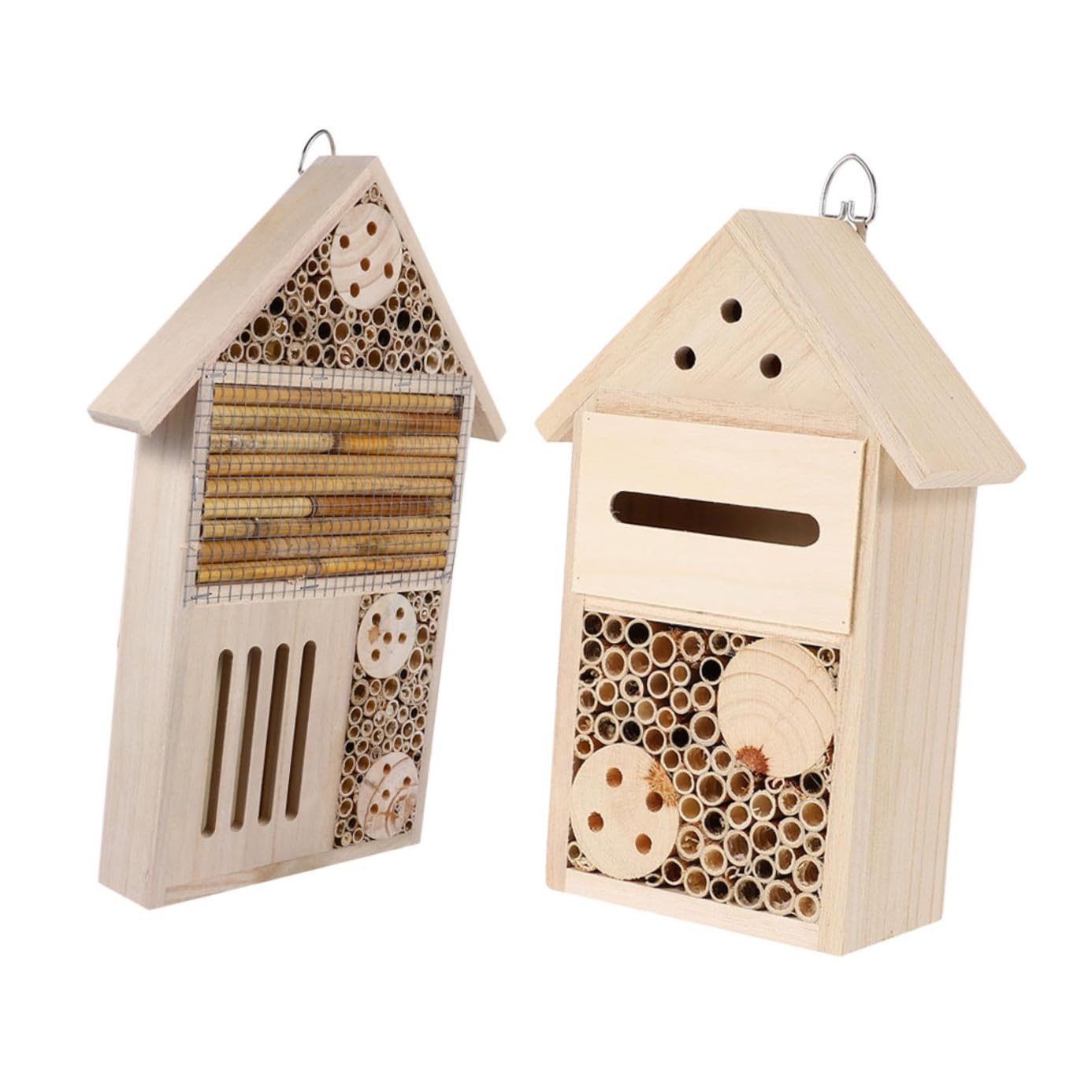 2Stücke Insektenhotel für Garten Marienkäferhaus und Bienenhaus aus Wetterfestem Holz für Schmetterlingen und Nützlichen Insekten