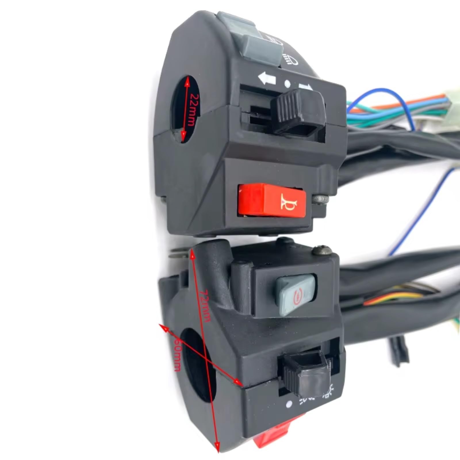 Interruptor señal moto Interruptor De Control De Manillar Motocicleta De 22mm Compatible Con SRZ150 Interruptores Universales Manillar Claxon Intermitentes Arranque Eléctrico