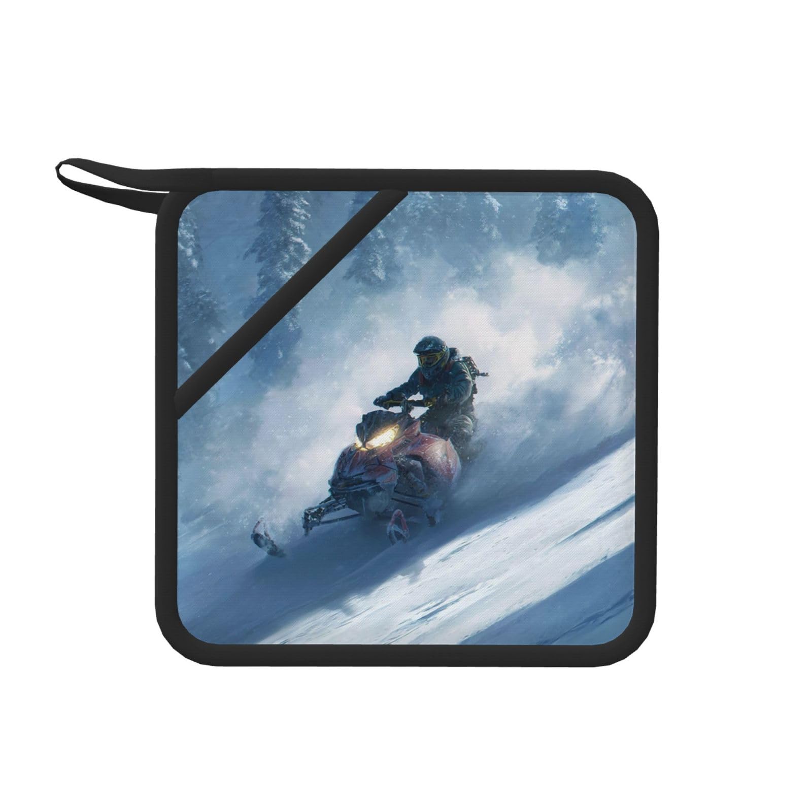 Pot Holders Set of 2 Kitchen Heat Resistant Potholders Snowmobile Silicone Aunty-hot Pad Cotton Lining Oven Hot Pads for Cooking Baking BBQ Microwave Kitchen