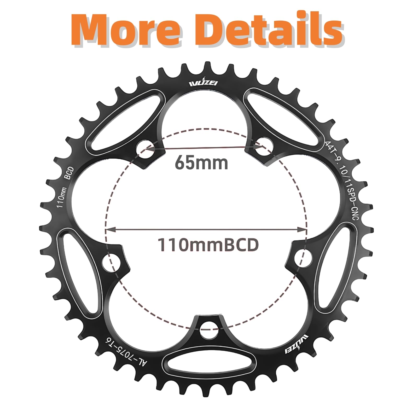 Corona 110/130 BCD 36/38/40/42/44/46/48/50/52/54/56/58/60T Corona rotonda stretta per bicicletta pieghevole con 5 viti per bici da strada pieghevole