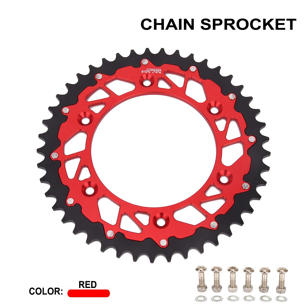 Piñón Trasero Moto 520-45T Aluminio para Beta RR 250-498 CC Enduro Rojo | Corona de cadena aluminio 520-45T con tornillos, Dirt Bike y motocross, para Beta RR 430 480RR 500 RS RR-S 250-498 cc