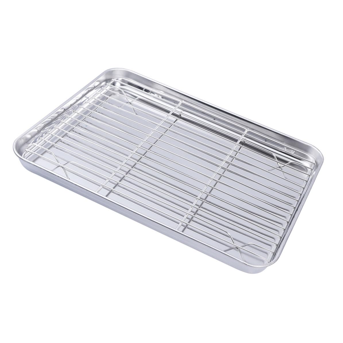 Juego de 2 Piezas Bandejas y Rejillas para Hornear de Acero Inoxidable, Resistentes Liberación Rápida, Ideales para Hornear Pasteles y Tartas de Cumpleaños