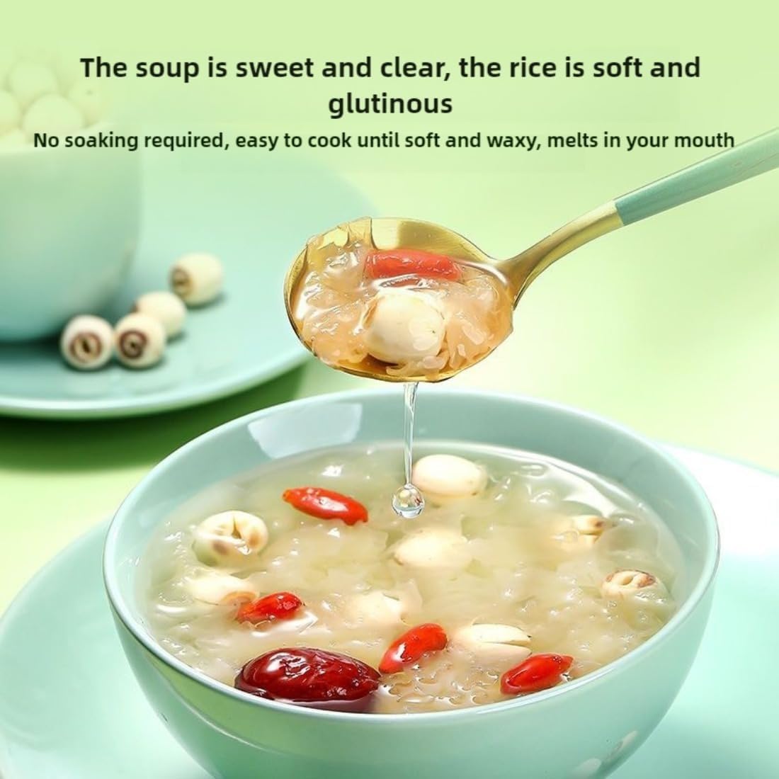 Lotus Seeds Essiccati Premium Senza Zolfo 420g | Facili da Cuocere per Zuppa/Porridge/Dolce | Puri & Naturali