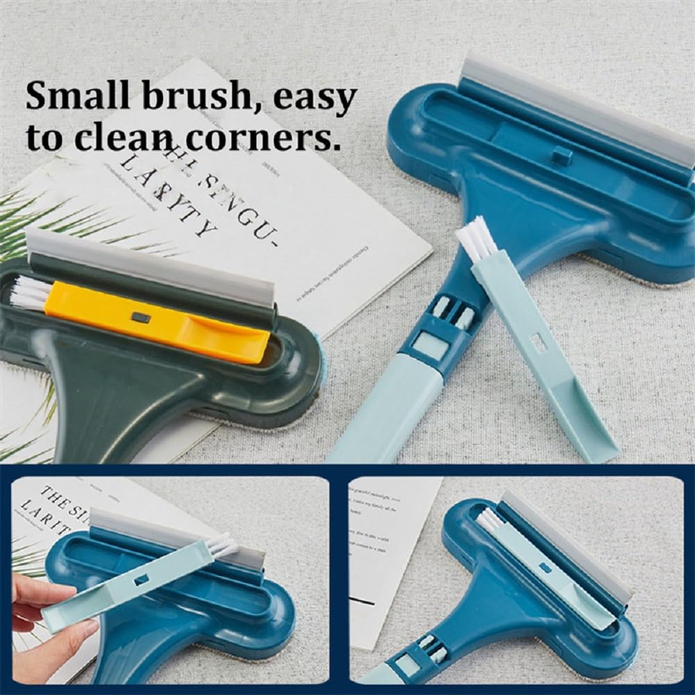 DOCAT Multifunctional Screen Brush 3 in 1 Mesh Cleaning Brush Wiper with Extended Handle Double-Sided Window Cleaning Brush Groove Gap Cleaner Household Cleaning Tools (Window Cleaner, Plastic) 2