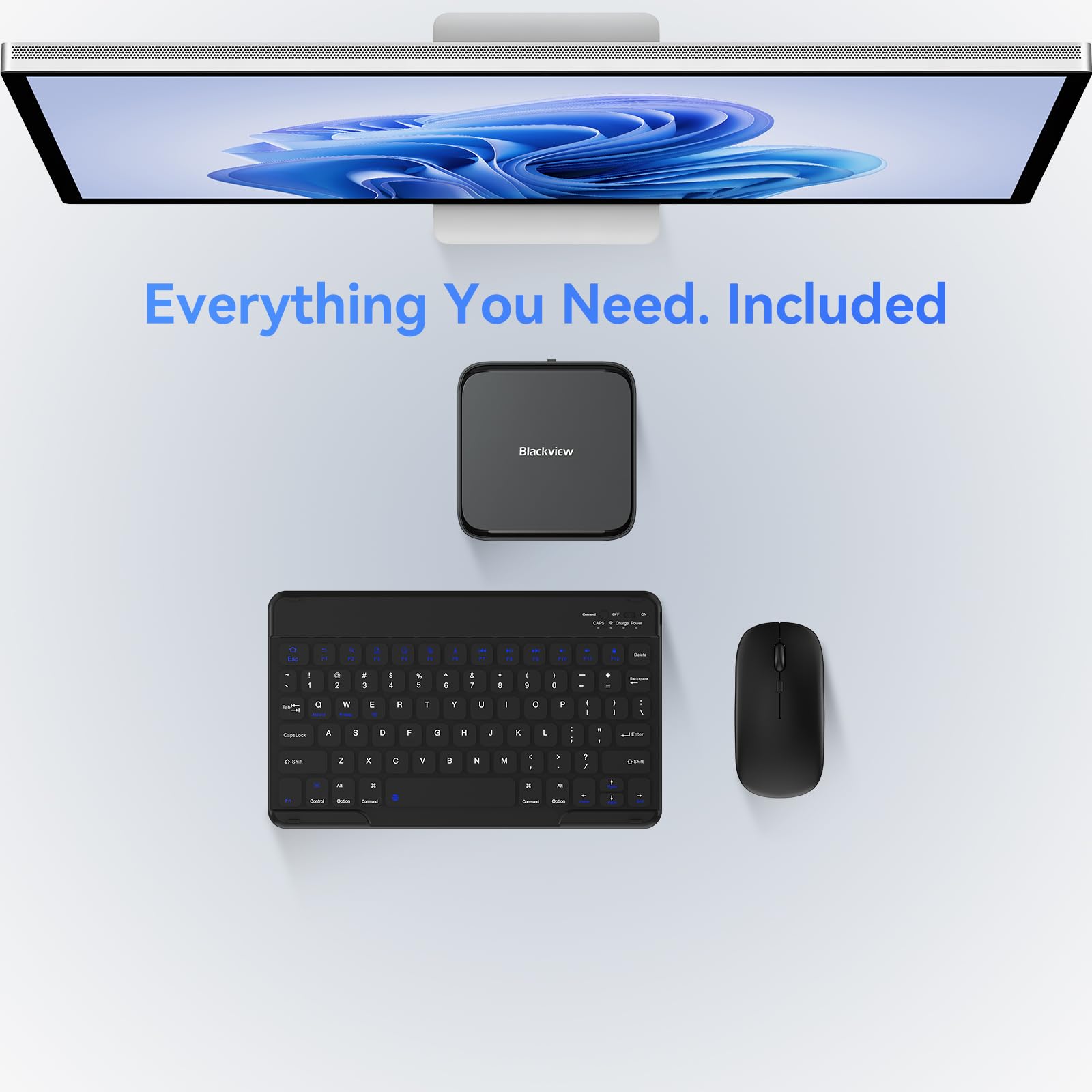Blackview MP50 Mini PC mit Tastatur und Maus, AMD Ryzen 5 (bis 3,7 GHz) | 16GB DDR4 RAM | 512GB M.2 SSD | Windows 11 Pro | 4K Dual-Display | WiFi 5 | Bluetooth 4.2 | VESA-Halterung, 3 Jahre Garantie