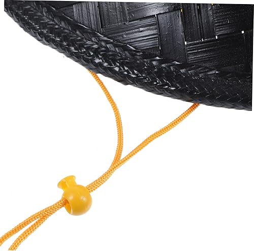 Miniatura 4 de Sombrero de bambú para Halloween, sombreros para niños, casco de caballero, sombrero de fiesta, samurái, media máscara, cono de paja, sombrero de